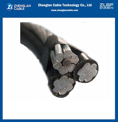 Cables aislados aéreos ABC 0.6/1KV AAC/XLPE+ACSR 2X6AWG+1X6AWG Conductores de aluminio de tipo triplex