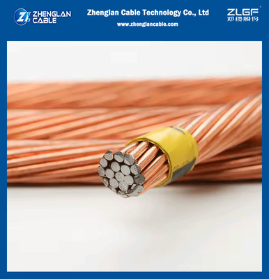 Acero recubierto de cobre desnudo de alta pureza 30% IACS, 40% IACS Soldado de cobre ASTM Standard cable único, 3, 7 y 19 hebras de cable