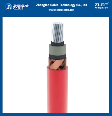 AL/SC/XLPE/SC/CWS/PVC/CTS/PVC1x240/25mm2 IEC 60502-2 8.7/15KV Cables de energía de media tensión rojo