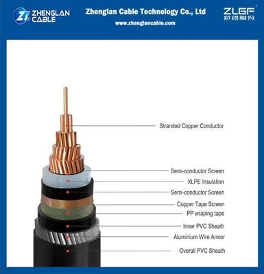 19/33kv Cable de alimentación subterráneo una pantalla de alambre de cobre + alambre de aluminio blindado núcleo único 1x500mm2 IEC 60502-2