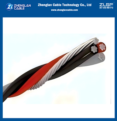 Cables de aluminio cuádruples 3x70+70 mm2 Desnudo Neutral   AAC/XLPE+AAC 0.6/1kv Conductor de aluminio XLPE aislamiento NBR 8182