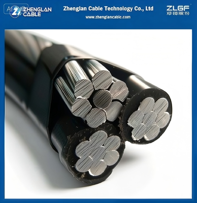 Cables aislados aéreos 0,6/1kV Conductor de aluminio triplex XLPE Conductores de fase aislados y alambre neutro AAAC desnudo 2x1/0+1/0AWG
