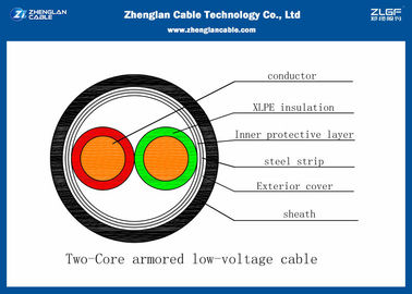 cable de transmisión acorazado de los corazones 0.6/1KV dos con el aislamiento del PVC (CU/PVC/LSZH/DSTA/NYBY/N2XBY/NYRGBY/NYB2Y)