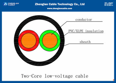 sección nominal Unarmoured del IEC 60228 (AL/CU/PVC/XLPE) del cable de transmisión del LV de los corazones 0.6/1KV 2: ² de 2*1.5~2*240m m