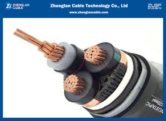 33KV cables de transmisión medios del voltaje del Cu XLPE SWA/STA PE 3x75 SQMM