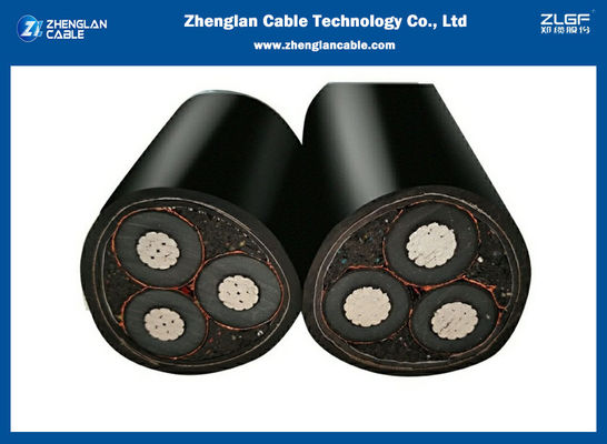 La cinta de aluminio del cobre del cable de transmisión de 12/20KV 3x185sqmm milivoltio NA2XY defendió la base 3 Unarmored