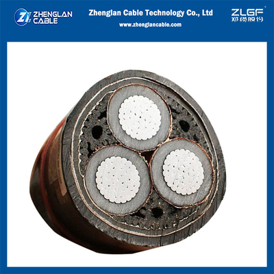 La transmisión del voltaje de 6/10KV 3x185mm2 Medinum cable el cable de aluminio IEC60502-2 tripolar del milivoltio